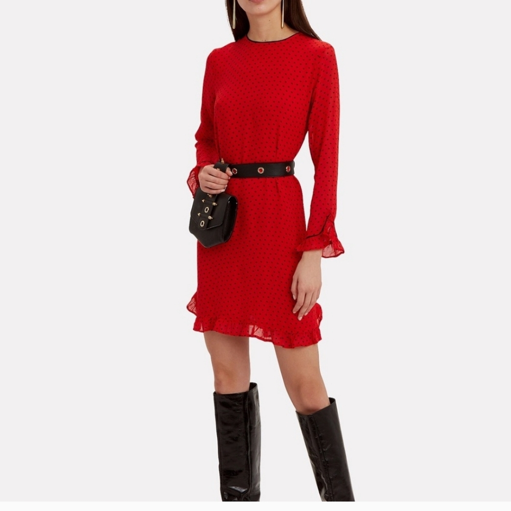 Ganni Polka Dot Georgette Mini Dress